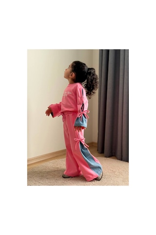 Toikids Kız Çocuk Kot Ve Fiyonk Detaylı İkili Takım Pembe
