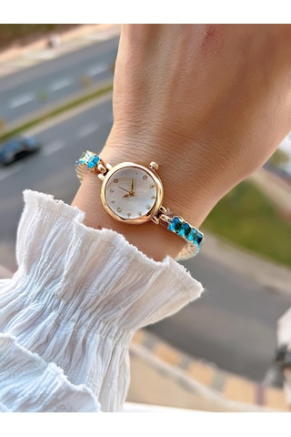 Coliseum Çelik Ve Taşlı Kordon Vintage Seri Küçük Kasa Özel Tasarım Kadın Kol Saati Sp.8933.m2 Sarı