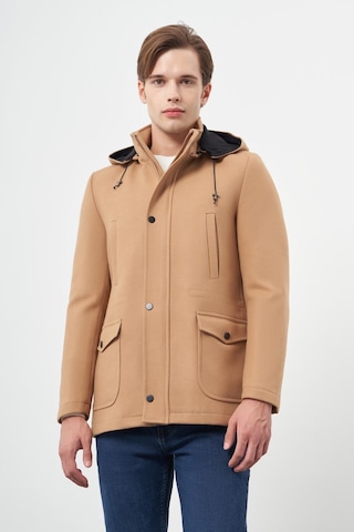 İmza Camel Kaşe Dik Yaka Astarlı Slim Fit Dar Kesim Klasik Kaban 1008245272 Camel