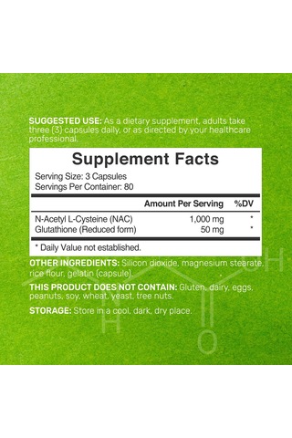 Deal Supplement N.a.c N-acetyl Cysteine With Reduced Glutathione 240 Capsules Aromasız