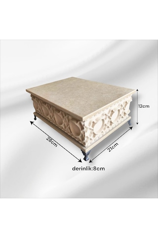 Ahşap- Ham Mdf-takı-aksesuar-çok Amaçlı- Ayaklı Dikdörtgen Kutu