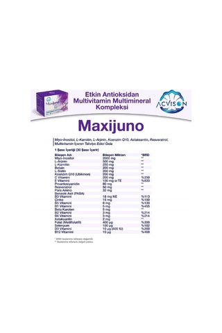 Acvison Maxijuno Kadınlara Özel Multivitamin-30 Saşe