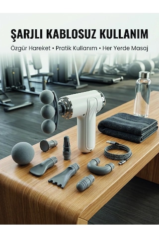 Taşınabilir Şarjlı Kas Masaj Tabancası Derin Doku Masajı İçin 8 Başlıklı Profesyonel Cihaz Çok Renkli 95673807