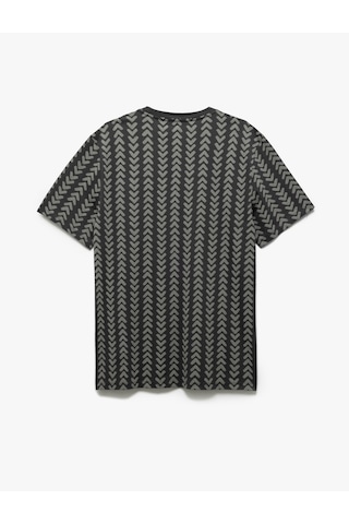 Koton Bisiklet Yaka Kısa Kollu Regular Fit Pamuklu Desenli Tişört Gri Desenli 5sam10241hk Gri Desenli