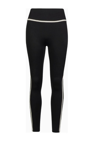 Because Of Alice Base Contrast Trim Leggings Yüksek Bel Şekillendirici Kadın Tayt Siyah