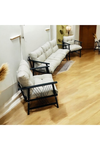 Lüx Bahçe Balkon Mobilyası , Koltuk Takımı , Cafe 3-1-1 Takım Krem