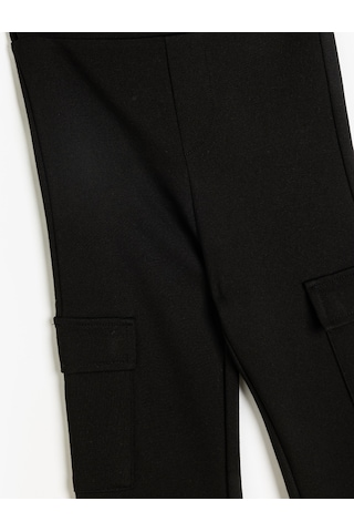 Koton İspanyol Paça Pantolon Kargo Cepli Beli Lastikli Siyah 5wkg40221ak Siyah