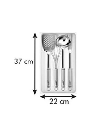 Flexispace 899430 Mutfak Gereçleri İçin Çekmece Düzenleyici, Plastik, Beyaz, 37 X 22 X 4,5 Cm 0