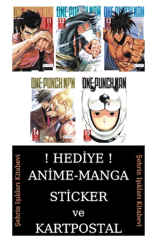One Punch Man 11-12-13-14-15 Manga Seti 5 Kitap / Tek Yumruk / Anime-manga Sticker Ve Kartpostal