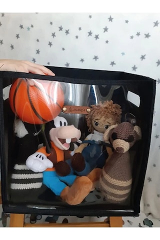 Organizer Kutu 3 Lü Set,şeffaf Ön Yüz,büyük Orta Küçük Boy,oyuncak Kitap Dolap Düzenleyici, Siyah