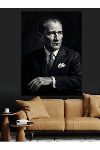 Karizmatik Mustafa Kemal Atatürk Portresi Dekoratif Kanvas - Mdf Ahşap Tablo