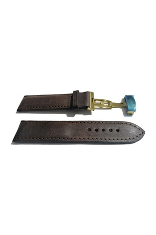 Fado &hertür Saate &uygun Kelebek Toka 24 Mm Koyu Kahverengı Kordon 449 Altın Rengi Toka Koyu Kahverengi