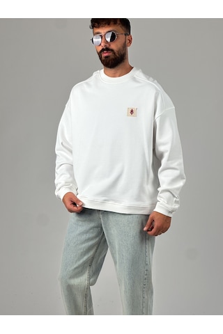 Cocopelli Ekru Tasarım Etnik Erkek Sweatshirt Coc1029 Ekru