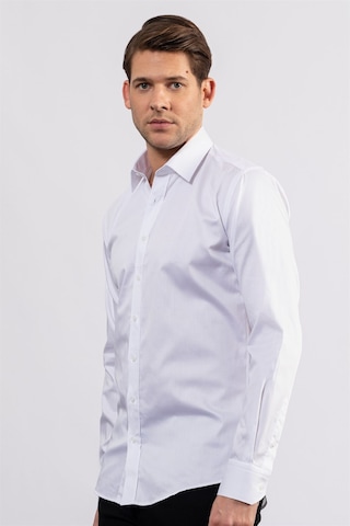 Tudors Modern Slim Fit Koton Saten Premium Seri Erkek Gömlek-23894 Beyaz