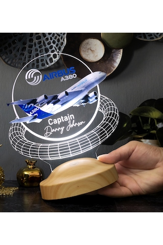 Airbus A380 Yolcu Uçağı Renkli Baskılı Kişiye Özel 3d Led Lamba,
