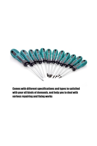 Fortunelane Manyetik Uçlu Krom Vanadyum Çelik Tornavida Seti - 12 Adet Ev Aletleri Tamir Kiti