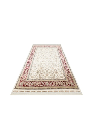 Eko Halı Isfahan Isf 03 Cream Red Klasik Desenli Yüksek Kalite Sık Dokuma Makine Halısı