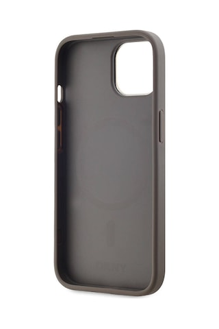 Apple Uyumlu iPhone 15 Kılıf Dkny Lisanslı M-safe Şarj Özellikli 3d Yazılı Checkered Pattern Kapak Siyah