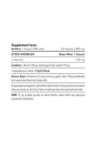 Vitagenom L-Carnıtıne 750 Mg 60 Kapsül