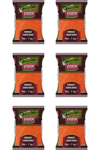 Yazar Yerli Kırmızı Mercimek 6 x 1 KG