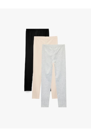 Koton Beli Lastikli Basic 3'lü Tayt Seti Siyah 6wkg40121ak