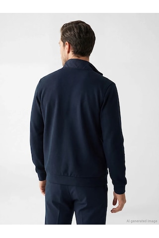 Lc Waikiki Lacivert Dik Yaka Erkek Fermuarlı Sweatshirt