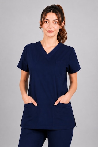 Tek Üst Lacivert Likralı Unisex Medikal Hemşire Ve Doktor Üniforması Tek Üst Yarasa Kol Scrubs Tek Üst Lacivert Likralı Unisex Medikal Hemşire Ve Doktor Üniforması Tek Üst Yarasa Kol Scrubs