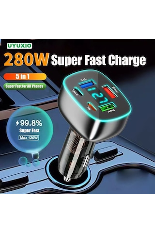 30w Süper Hızlı Usb C Araç Şarj Adaptörü 280 Voltaj Göstergeli Araba Şarj Cihazı