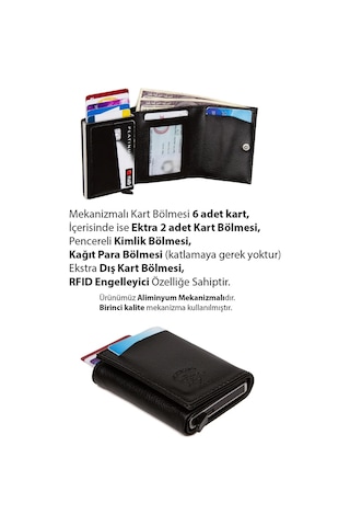Newish Polo Rfid Özellikli Mekanizmalı Cüzdan Kartlık - Siyah