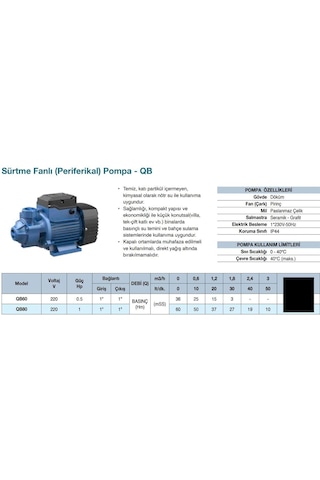 Grandfar Qb80 Periferik Pompa 220v - 1 Hp