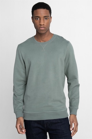 Tudors Pamuk Bisiklet Yaka Basıc Unisex Yeşil Sweatshirt-26567-yeşil Yeşil