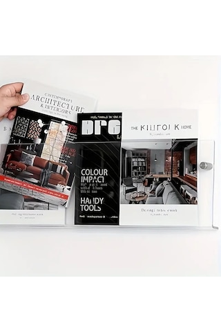 Kitap Dergi Rafı Dikdörtgen Kenar Pleksi 40x15cm Diğer