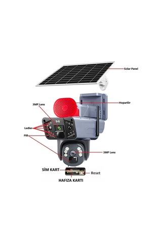 Ultimate Solar 4g Güneş Enerjili Dual Lens 360 Görüş Akıllı Güvenlik Kamerası O-kam Uygulama