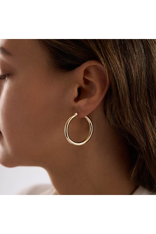 14k Altın Halka Küpe 3 Mm 3.3 Cm T14309 Renkli