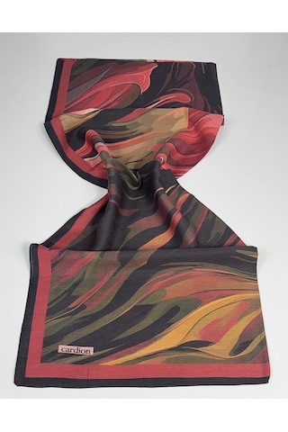 Cardion Pamuk İpek Şal - 70 X 180 - 06302 Siyah - Bordo