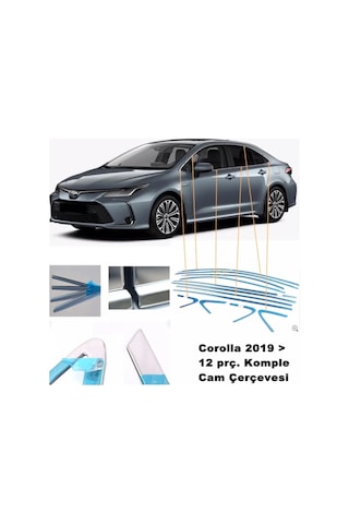 Niken Toyota Corolla Cam Çerçevesi Kenar Çıtası Krom Tamtur 2019+ 12 Parça