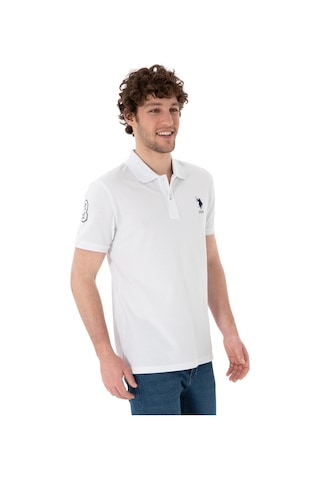 U.S. Polo Assn. Erkek Slim Fit Polo Yaka Basic Tişört Beyaz