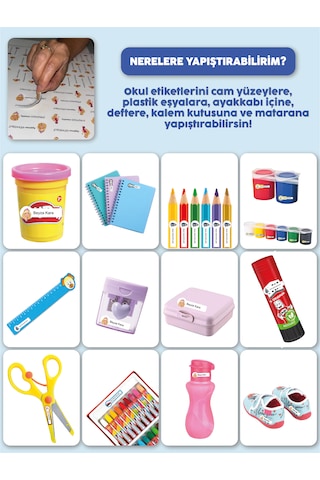 Okul Etiketi Kalem Defter Etiketi Moan Temalı Özel İsim Yazılabilen Etiket - 252adet