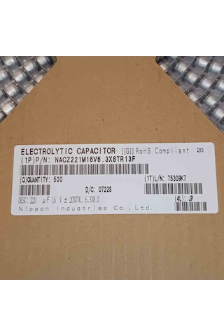 Nacz221m16v6.3x8tr13f 220mf 16v 6.3x8 Smd Kondansatör 70 Adet