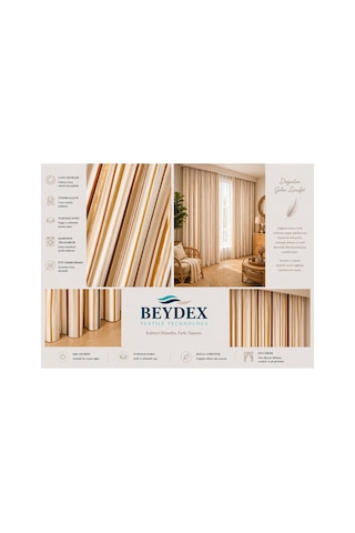 2 Adet 140x260 Cm Ölçüsünde Şık Dekoratif Fon Perde Koleksiyon Kahverengi