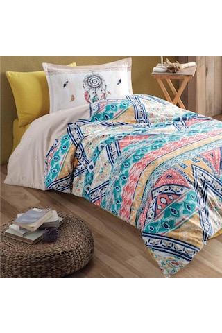 Clasy Ranforce Nevresim Takımı Tek Kişilik Boho V1 Bej