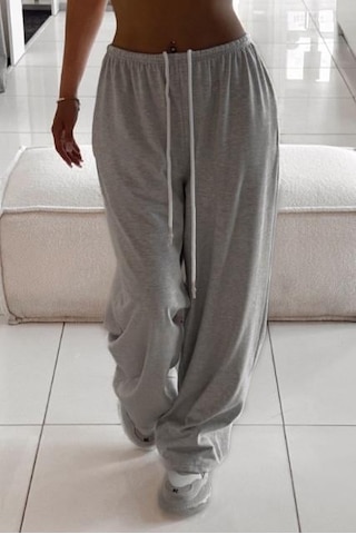 Gri Geniş Paça Basic Kadın Eşofman Altı Mg2553 Gri