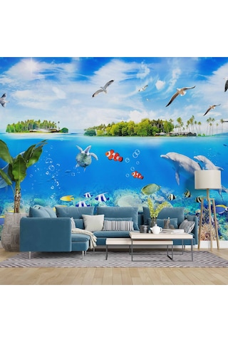 Ada Ve Deniz Altı Hayvanlar Duvar Kağıdı 1 M²