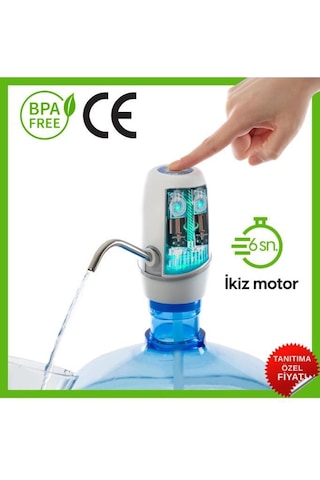 Vayomy Damacana Su Pompası 8w Çift Motorlu Şarjlı Otomatik Hızlı Dolum Bpa Içermez ,ce Belgelidir Beyaz