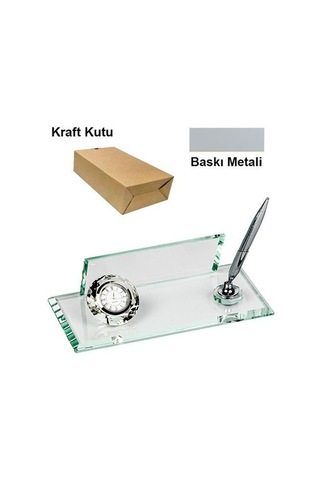 Sublimasyon Kristal Masa İsimliği Kalemli Ve Saatli 533bg