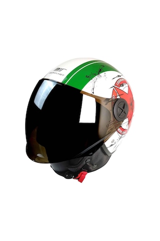 Mts Pro Helmelts Fx-101 Açık Motosiklet Kaskı-7406 Beyaz - Yeşil - Kırmızı