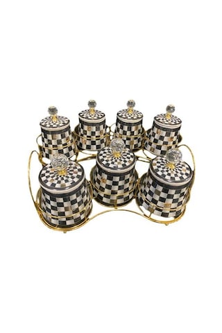 Acar 186 Master Magic Porselen 7 Li Standlı Baharat Takımı Siyah