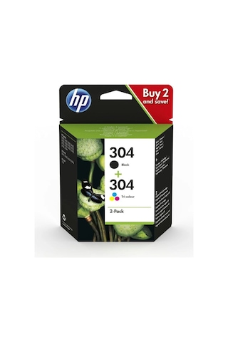Hp 304 Mürekkep Kartuş Siyah / Üç Renkli 2'li Paket 3jb05ae