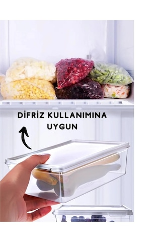 Ucr Home Kendinden Kapaklı Buzluk Saklama Kabı Derin Dondurucu Düzenleyici Set 10 Adet 2 Litrelik Şeffaf
