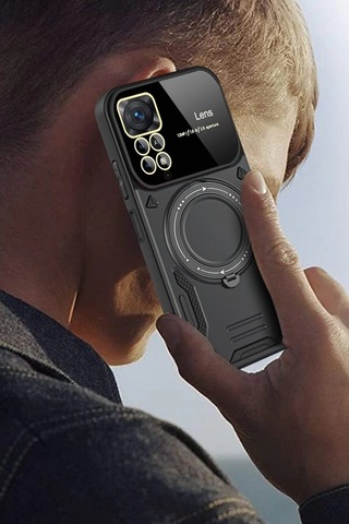 Xiaomi Redmi Note 12 Pro 4g Kılıf Joy Lens Standlı Kapak - Mor Düz Renkli